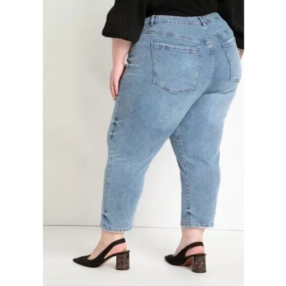 NWT NEW‎ Eloquii Classic Fit Stretch Denim Mom Jean Denim Jeans Distressed - Picture 4 of 16